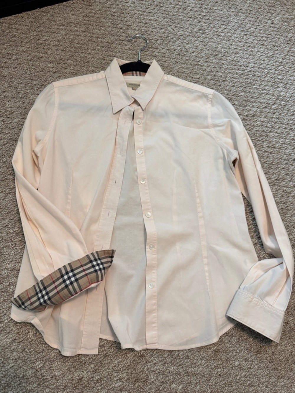 Burberry Pale Pink Men's Dress Shirt with Signature Check Cuff